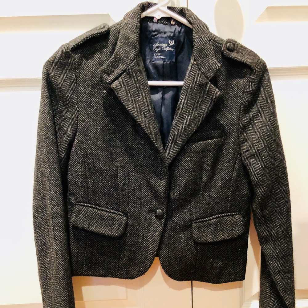 American Eagle Cropped Wool Blazer